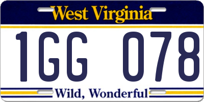 WV license plate 1GG078