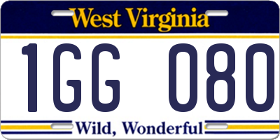WV license plate 1GG080