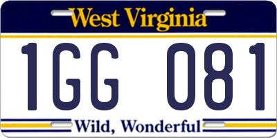 WV license plate 1GG081
