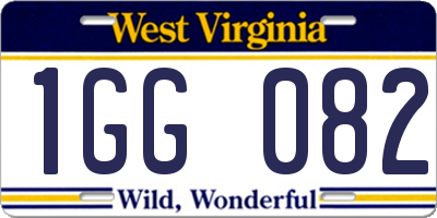 WV license plate 1GG082