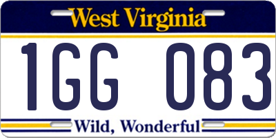 WV license plate 1GG083