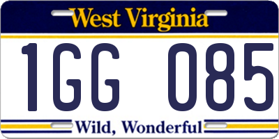 WV license plate 1GG085