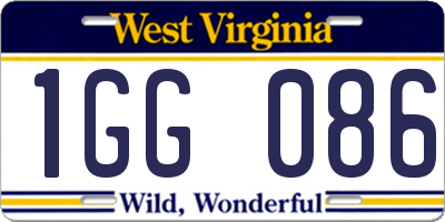 WV license plate 1GG086