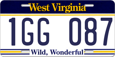 WV license plate 1GG087