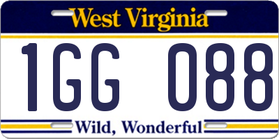 WV license plate 1GG088