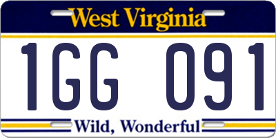 WV license plate 1GG091