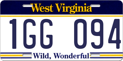 WV license plate 1GG094