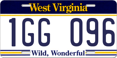 WV license plate 1GG096