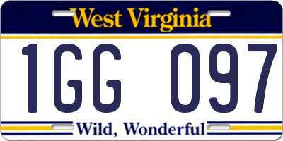 WV license plate 1GG097