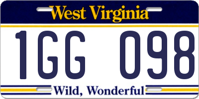 WV license plate 1GG098