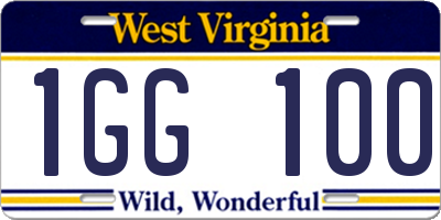 WV license plate 1GG100