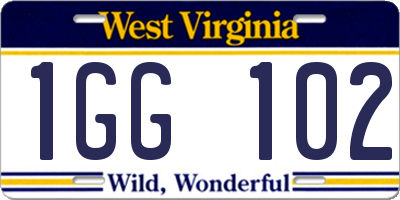 WV license plate 1GG102