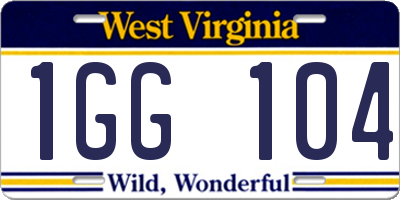 WV license plate 1GG104