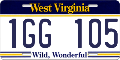WV license plate 1GG105