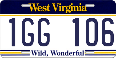 WV license plate 1GG106