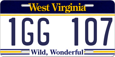 WV license plate 1GG107