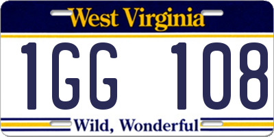 WV license plate 1GG108