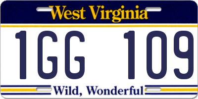 WV license plate 1GG109