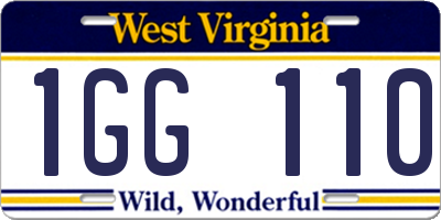 WV license plate 1GG110