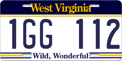 WV license plate 1GG112