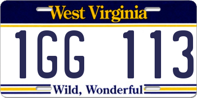 WV license plate 1GG113