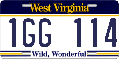 WV license plate 1GG114