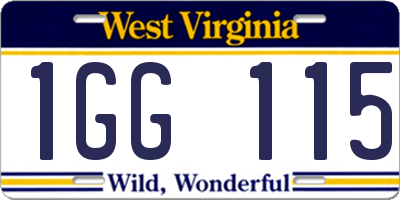 WV license plate 1GG115