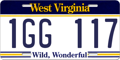 WV license plate 1GG117