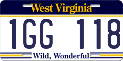 WV license plate 1GG118