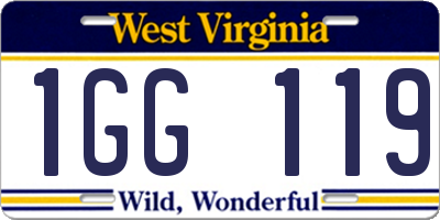 WV license plate 1GG119