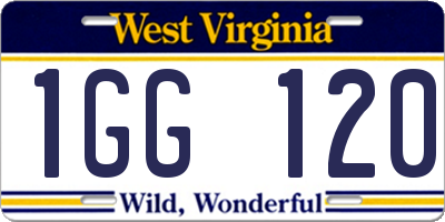 WV license plate 1GG120