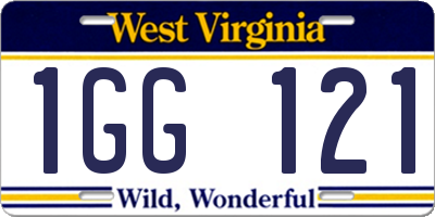 WV license plate 1GG121