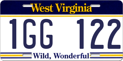 WV license plate 1GG122