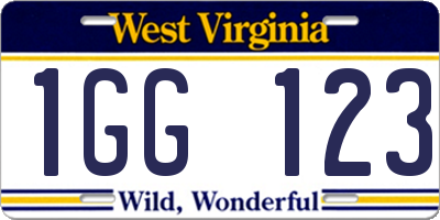 WV license plate 1GG123