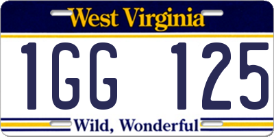 WV license plate 1GG125