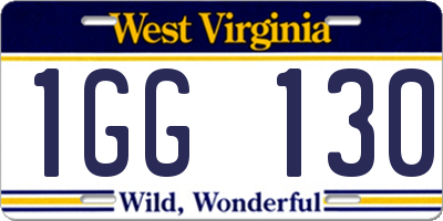 WV license plate 1GG130