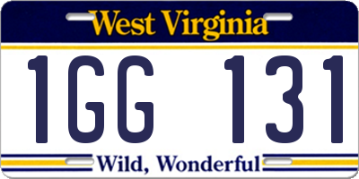 WV license plate 1GG131