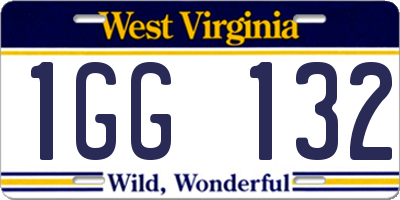 WV license plate 1GG132