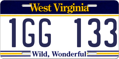 WV license plate 1GG133