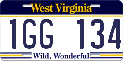 WV license plate 1GG134