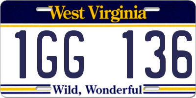 WV license plate 1GG136
