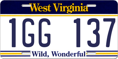 WV license plate 1GG137