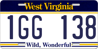 WV license plate 1GG138