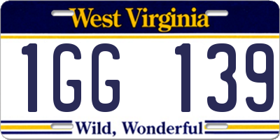 WV license plate 1GG139
