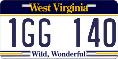 WV license plate 1GG140