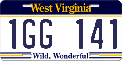 WV license plate 1GG141