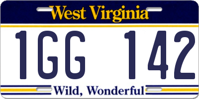 WV license plate 1GG142