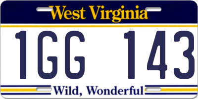 WV license plate 1GG143