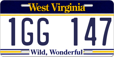 WV license plate 1GG147