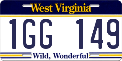 WV license plate 1GG149
